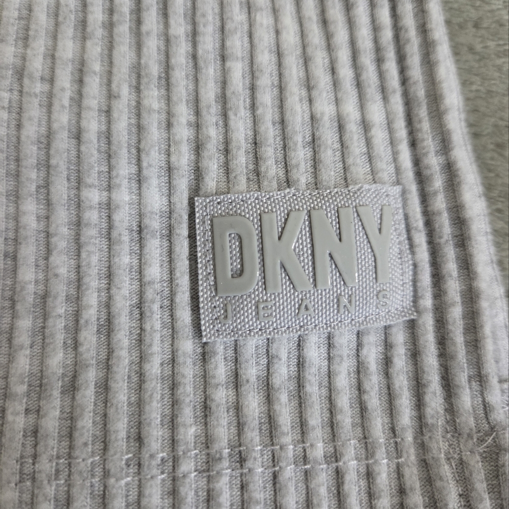 * DKNY Jeans Women's Sleeveless Mock Neck Ribbed Side Slit Long Dress Grey Sz XL - Picture 8 of 9